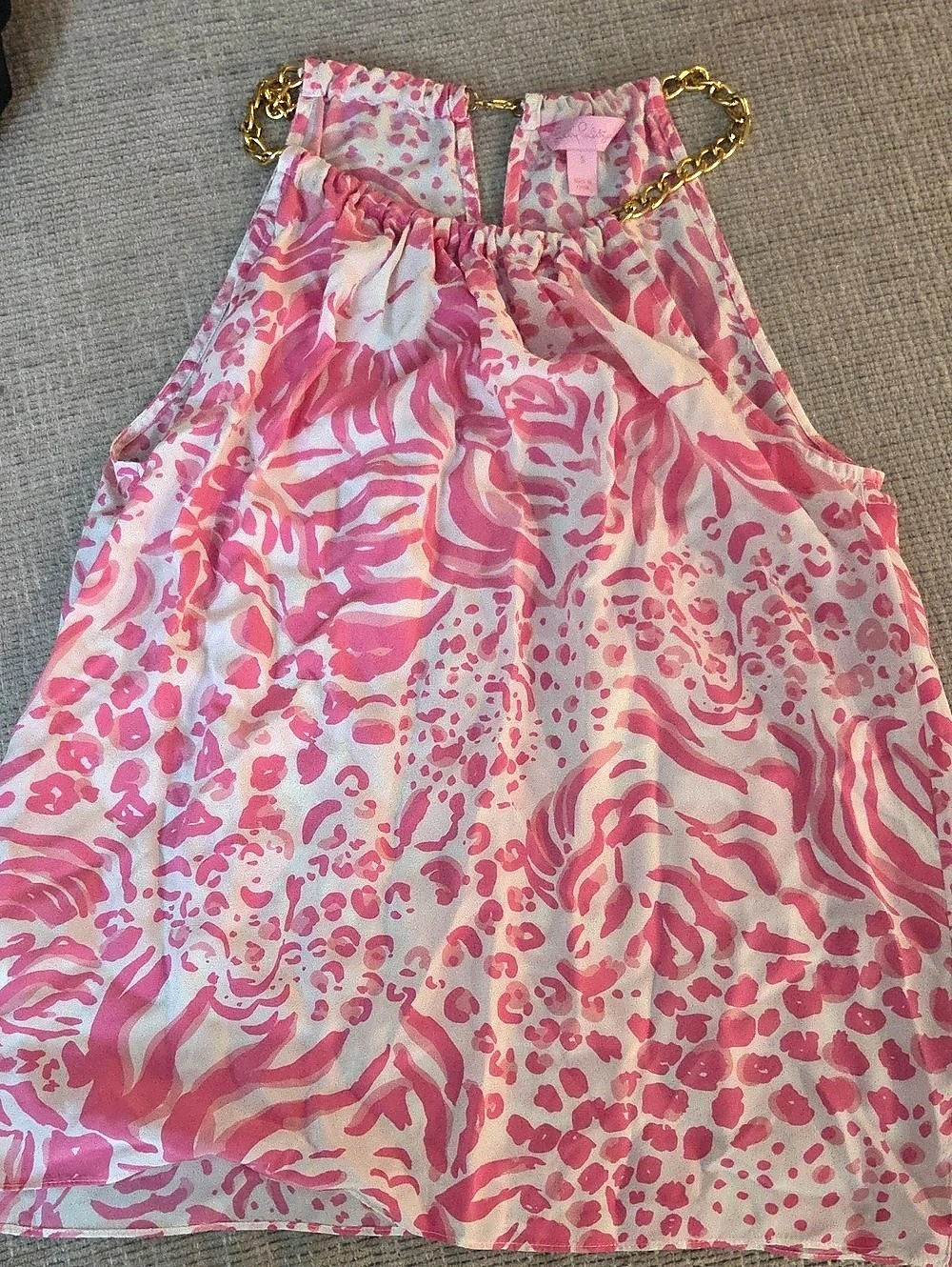 Lilly Pulitzer Bowen Halter Top Animal Print Pink & White Small
